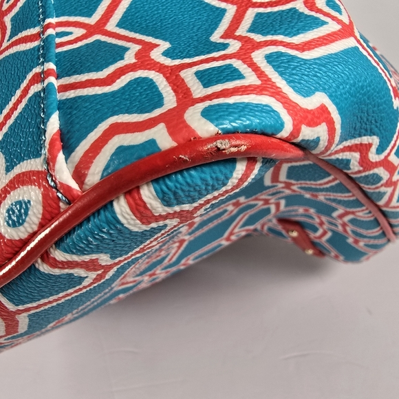 Kate Spade Moroccan Market Expandable Tote Bag In Turqouise/Flame Shoulder Bag - Picture 7 of 16